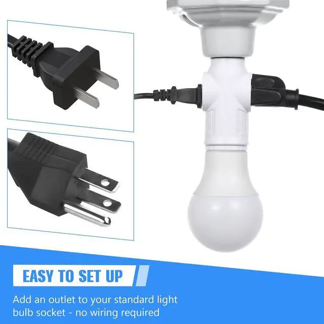 Alt view image 4 of 7 - 1 Pc Light Socket to Plug Adapter, E26 Outlet Converter,White