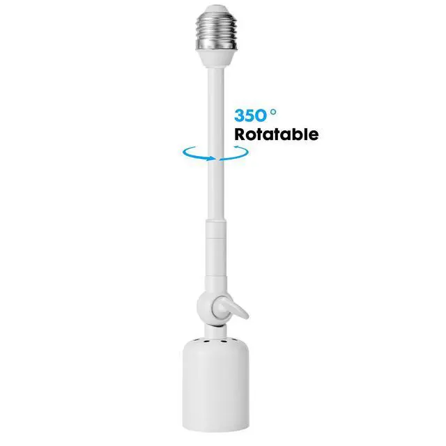 Alt view image 2 of 7 - Light Socket Extender, Metal Heavy Load-Bearing & Ceramics High Power Light Bulb Extention Adapter, 360° Direction Adjust Indoor/Outdoor (White, 10inch)