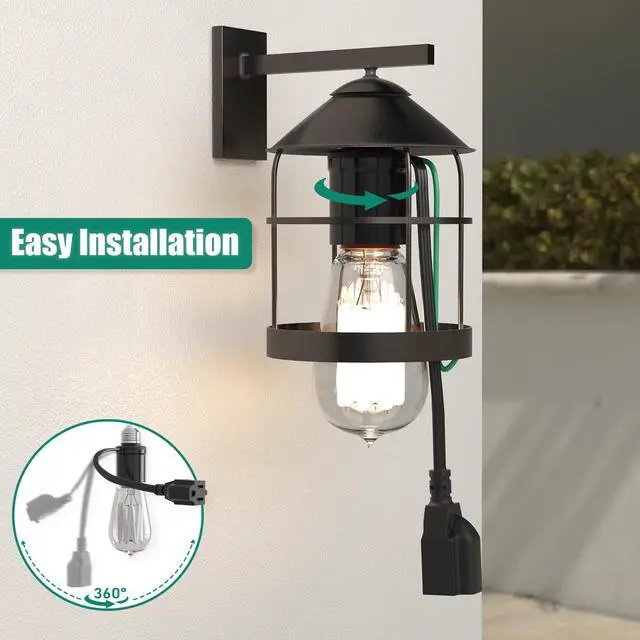 Alt view image 2 of 7 - Light Socket Outlet Adapter, 3 in 1 Light Bulb Plug Adapter, Convert E26/E27 Bulb Socket to 3 Prong Outlet with Extension Cord, Suitable for Outdoor Porch Garage Patio Use 1-Pack