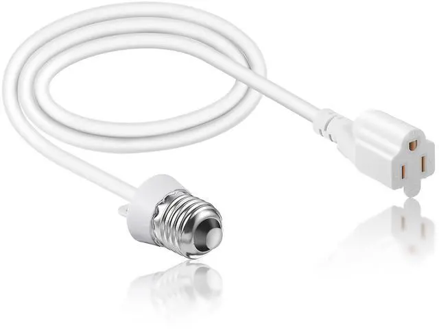 Main image of 3 Outlet Light Socket Adapter, E26/E27 to 3 Prong Outlet, White, 1 Pcs