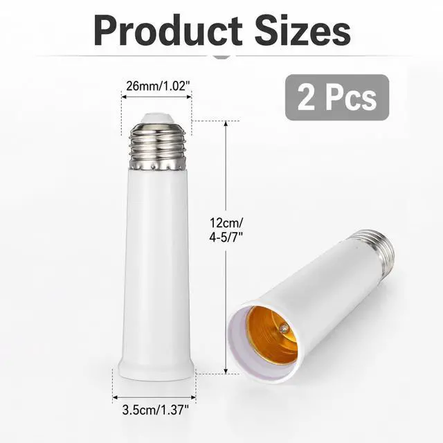 Alt view image 2 of 7 - Light Socket Extender, E26 Light Bulb Socket Extender Light Bulb Extension Sockets Standard Medium Base, 4.72 inch LED Sockets Extension Adapter for Screw in Ceiling Fan Light Fan Extenders