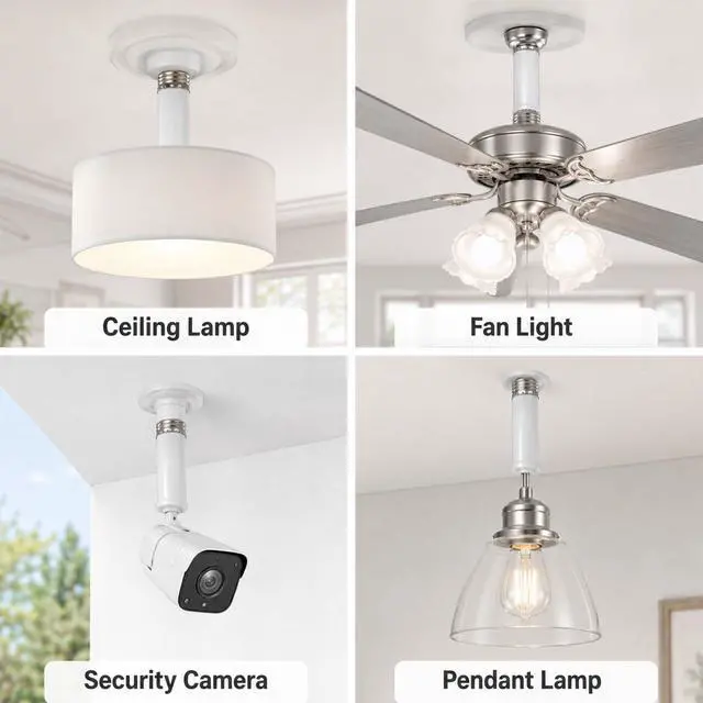 Alt view image 6 of 7 - Light Socket Extender, E26 Light Bulb Socket Extender Light Bulb Extension Sockets Standard Medium Base, 4.72 inch LED Sockets Extension Adapter for Screw in Ceiling Fan Light Fan Extenders