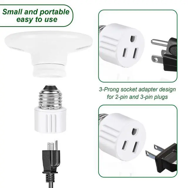 Alt view image 2 of 6 - Outlet Light Socket Adapter,Screw in Outlet Socket,E26 Light Bulb to Outlet Socket Converter,Light Bulb Plug Adapter for Porch Light Socket,Camera,Garage Light (1)