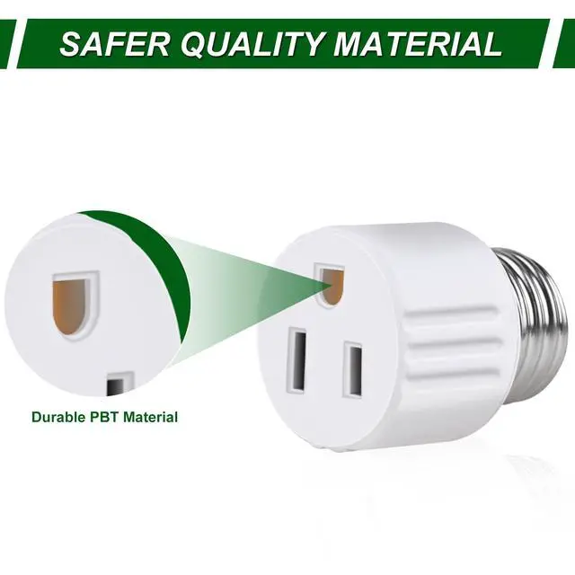 Alt view image 4 of 6 - Outlet Light Socket Adapter,Screw in Outlet Socket,E26 Light Bulb to Outlet Socket Converter,Light Bulb Plug Adapter for Porch Light Socket,Camera,Garage Light (1)