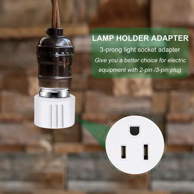 Alt view image 5 of 6 - Outlet Light Socket Adapter,Screw in Outlet Socket,E26 Light Bulb to Outlet Socket Converter,Light Bulb Plug Adapter for Porch Light Socket,Camera,Garage Light (1)