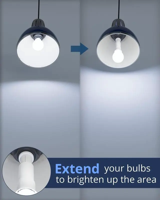 Alt view image 2 of 7 - E26 Light Socket Extender 4-Level Extendable, Light Bulb Extension