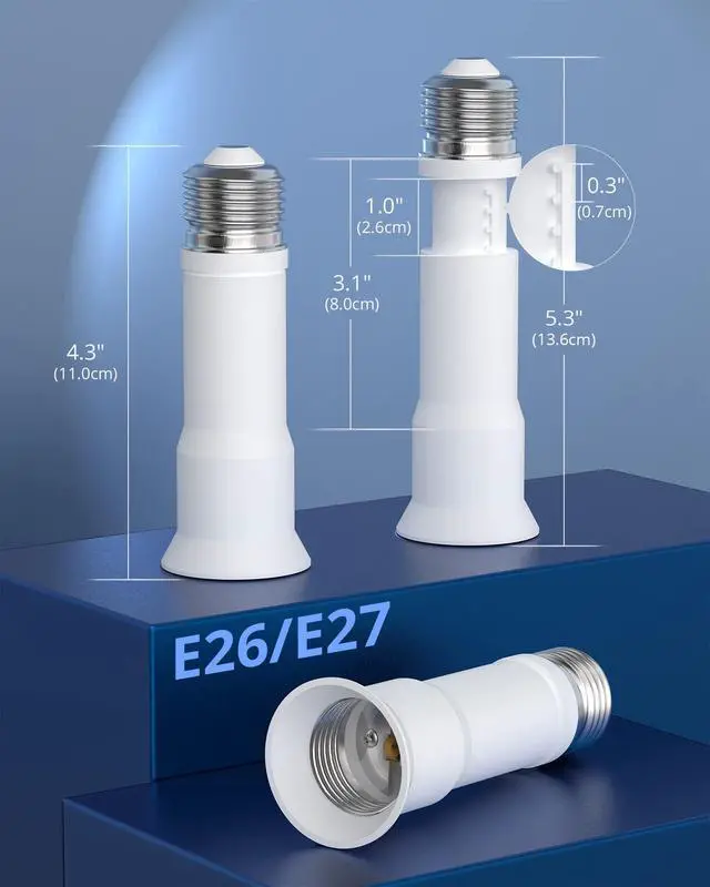 Alt view image 3 of 7 - E26 Light Socket Extender 4-Level Extendable, Light Bulb Extension