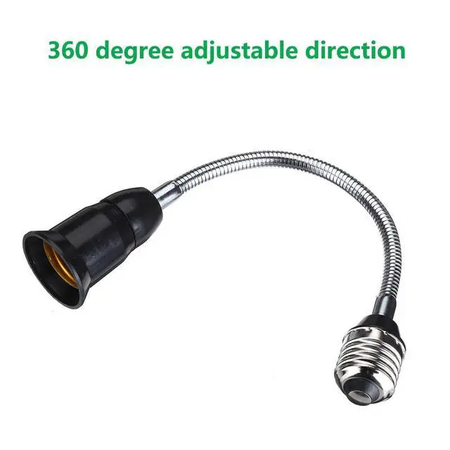 Alt view image 3 of 6 - E26/E27 40cm/16 inch Extension Socket Extender Adapter, E26 to E26 Flexible Extension, All-Directional Adjustable Standard Medium Light Bulb Socket Converter,Black (2 Pack)