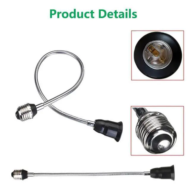 Alt view image 5 of 6 - E26/E27 40cm/16 inch Extension Socket Extender Adapter, E26 to E26 Flexible Extension, All-Directional Adjustable Standard Medium Light Bulb Socket Converter,Black (2 Pack)