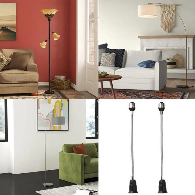 Alt view image 6 of 6 - E26/E27 40cm/16 inch Extension Socket Extender Adapter, E26 to E26 Flexible Extension, All-Directional Adjustable Standard Medium Light Bulb Socket Converter,Black (2 Pack)