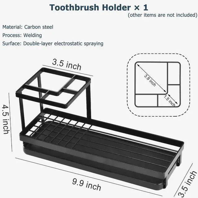 Alt view image 2 of 6 - Holders for Bathrooms, 4 Slots Metal Tooth Brushing Organizer