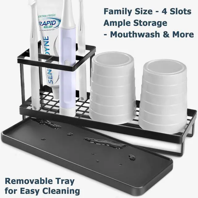Alt view image 3 of 6 - Holders for Bathrooms, 4 Slots Metal Tooth Brushing Organizer