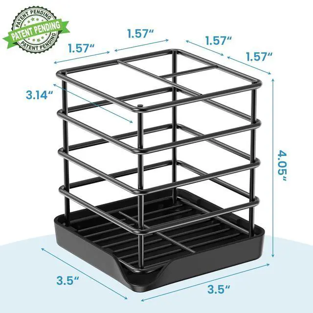 Alt view image 3 of 7 - Toothbrush Holders for Bathrooms, Stainless Steel Toothbrush and Toothpaste Holder, Kids Electric 3 Slots Tooth Brushing Holder Stand for Bathroom Accessories Organizer with Tray, Black