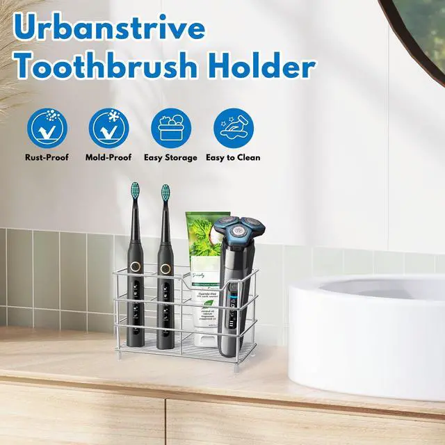 Alt view image 7 of 7 - 304 Stainless Steel Bathroom Toothbrush Holder Toothpaste Holder Stand Bathroom Accessories Organizer (Silver, Large)