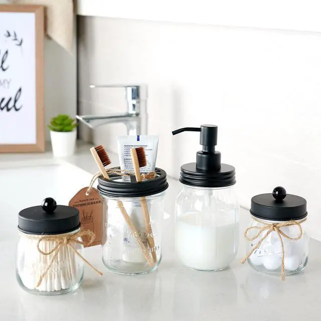 Alt view image 3 of 7 - Mason Jar Toothbrush Holder - Rustproof Stainless Steel, Black