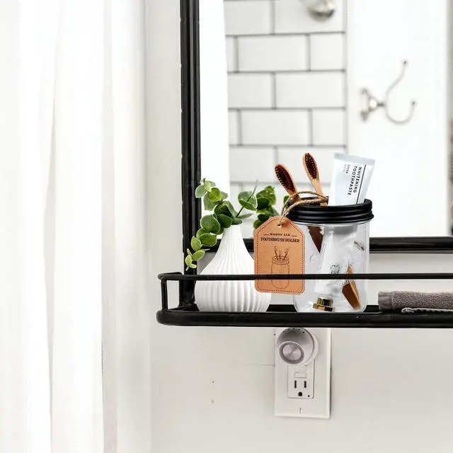 Alt view image 5 of 7 - Mason Jar Toothbrush Holder - Rustproof Stainless Steel, Black