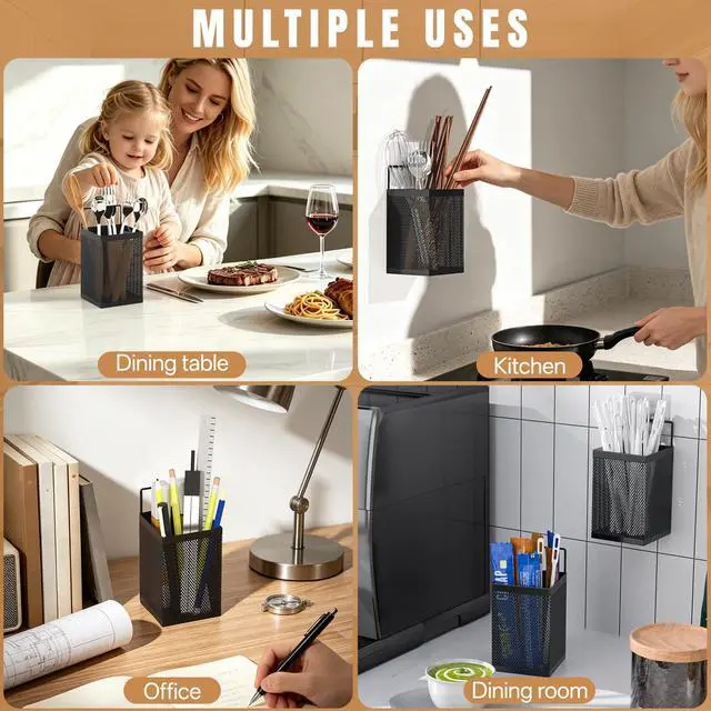 Alt view image 7 of 7 - Adhesive Shower Toothbrush Holder, Stainless Steel Countertop Toothpaste Stand, Wall Mount No Drilling Removable Organizer for Bathroom Storage, Razor, Kitchen, Office Items & Home Decor, Black