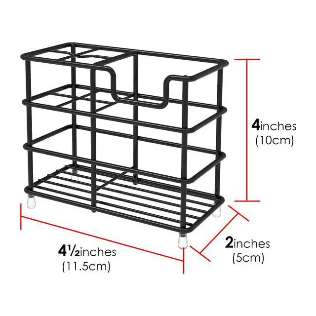 Alt view image 3 of 6 - Wall Mount Toothbrush Holder for Bathroom, Stainless Steel Tooth Brush Stand for Electric Toothbrush, Toothpaste, Razor, Self Adhesive Wallmount/Countertop 5 Slots Organizer (Black)