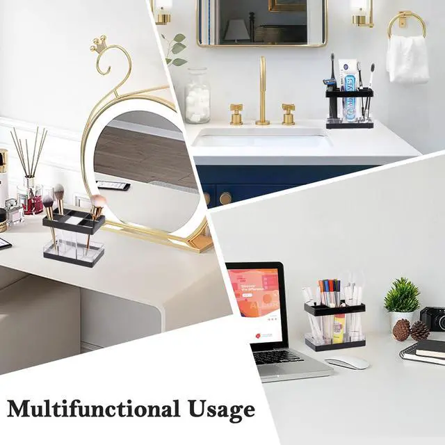 Alt view image 6 of 7 - Toothbrush Holders for Bathrooms Countertop Organizer - Electric Toothbrush Holder Set, 5 Slots Toothbrush and Toothpaste Holder, Makeup Brush Storage Caddy for Family Kids (Black)