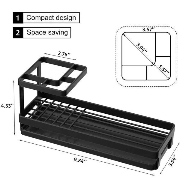 Alt view image 2 of 7 - Mutlifunction Toothbrush Holders for Bathrooms, 4 Slots Black Bathroom Accessories Organizer with Plastic Tray