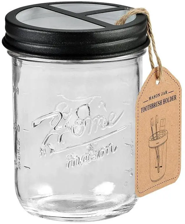 Main image of Mason Jar Toothbrush Holders, Farmhouse Toothpaste Organizer, 1Pc
