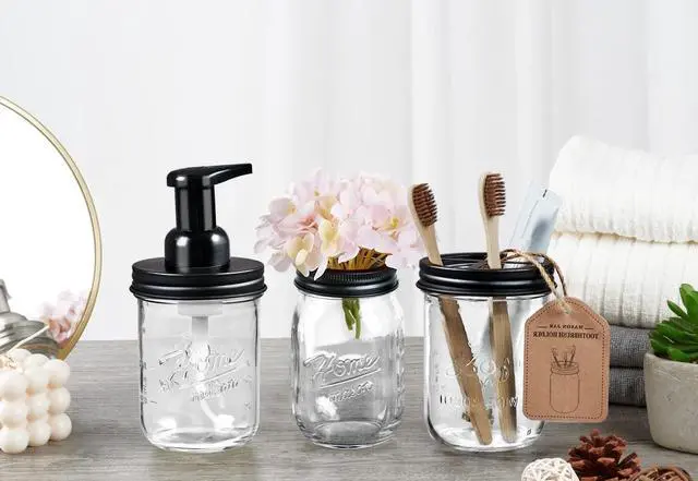 Alt view image 2 of 7 - Mason Jar Toothbrush Holders, Farmhouse Toothpaste Organizer, 1Pc