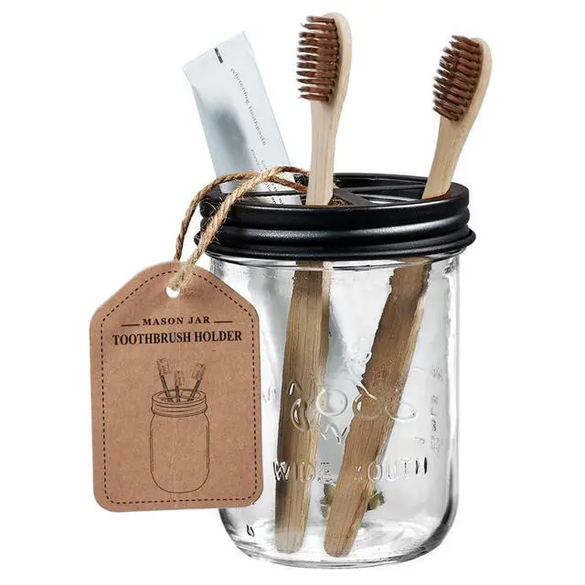 Alt view image 3 of 7 - Mason Jar Toothbrush Holders, Farmhouse Toothpaste Organizer, 1Pc