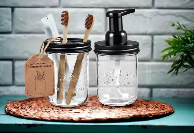 Alt view image 6 of 7 - Mason Jar Toothbrush Holders, Farmhouse Toothpaste Organizer, 1Pc