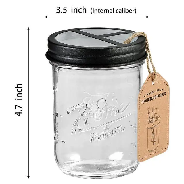 Alt view image 7 of 7 - Mason Jar Toothbrush Holders, Farmhouse Toothpaste Organizer, 1Pc