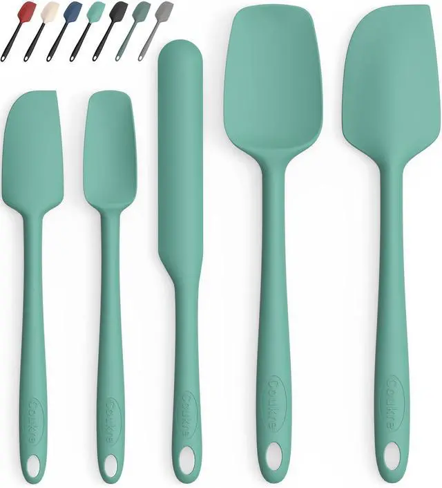 Main image of Silicone Spatula Set of 5,High Temperature Resistant, Food Grade Silicone, Dishwasher Safe, for Baking, Cooking (Pure Aqua Green)