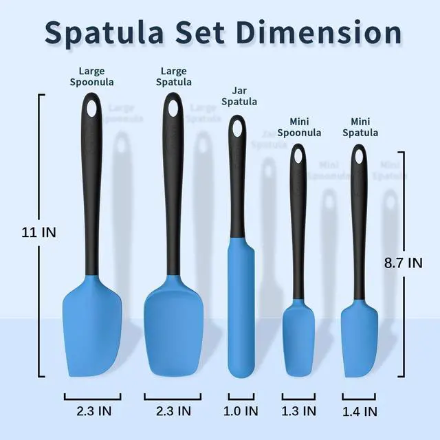 Alt view image 2 of 6 - Silicone Spatula Set of 5,High Temperature Resistant, Food Grade Silicone, Dishwasher Safe, for Baking, Cooking (Blue Black)
