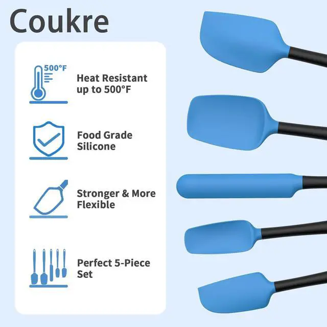 Alt view image 3 of 6 - Silicone Spatula Set of 5,High Temperature Resistant, Food Grade Silicone, Dishwasher Safe, for Baking, Cooking (Blue Black)