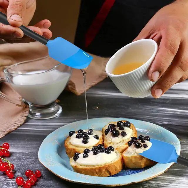Alt view image 5 of 6 - Silicone Spatula Set of 5,High Temperature Resistant, Food Grade Silicone, Dishwasher Safe, for Baking, Cooking (Blue Black)
