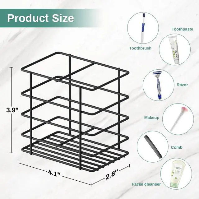Alt view image 3 of 7 - Adhesive Shower Toothbrush Holder Wall Mounted with Drainage