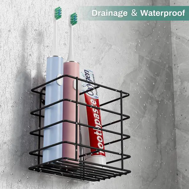 Alt view image 4 of 7 - Adhesive Shower Toothbrush Holder Wall Mounted with Drainage
