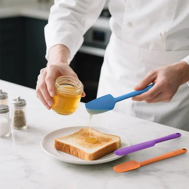 Alt view image 2 of 6 - Silicone Spatula Set of 5,High Temperature Resistant, Food Grade Silicone, Dishwasher Safe, for Baking, Cooking (Pure Colorful B)