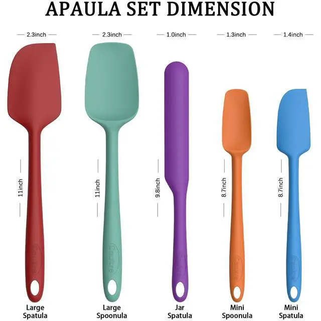 Alt view image 4 of 6 - Silicone Spatula Set of 5,High Temperature Resistant, Food Grade Silicone, Dishwasher Safe, for Baking, Cooking (Pure Colorful B)
