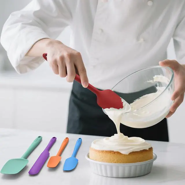 Alt view image 6 of 6 - Silicone Spatula Set of 5,High Temperature Resistant, Food Grade Silicone, Dishwasher Safe, for Baking, Cooking (Pure Colorful B)
