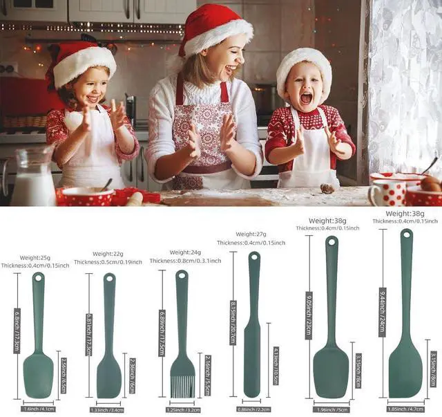 Alt view image 2 of 7 - Silicone Spatula Set of 5-600°F Heat Resistant Kitchen Scraper Spatulas, Strong Steel Core and One-Pieces Seamless Design, Great for Cooking Mixing & Baking - BPA Free & Dishwasher Safe (green)
