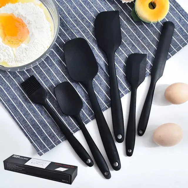 Alt view image 3 of 7 - Silicone Spatula,Spatula Set of 6, High Temperature Resistant, Food Grade Silicone, Dishwasher Safe, for Baking, Cooking,Black