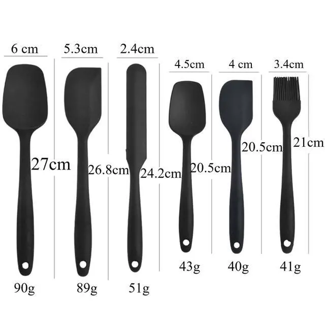 Alt view image 7 of 7 - Silicone Spatula,Spatula Set of 6, High Temperature Resistant, Food Grade Silicone, Dishwasher Safe, for Baking, Cooking,Black