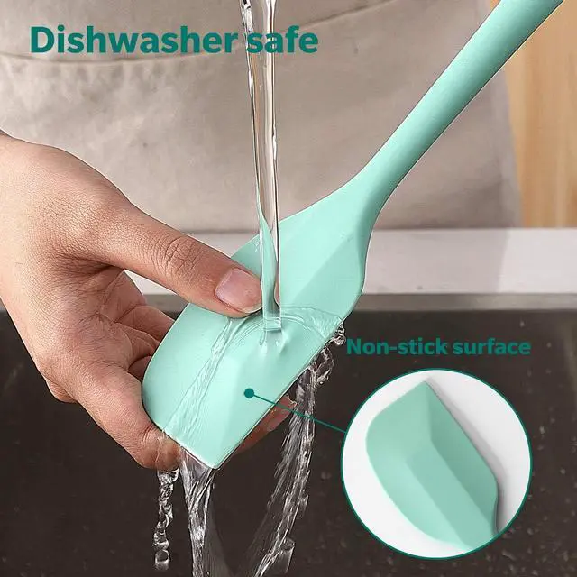 Alt view image 5 of 7 - 5 Piece Premium Silicone Spatula Set Heat Resistant, Colorful Rubber Baking Spatula Set, Kitchen Spatula Set Dishwasher Safe for Nonstick Cookware Cooking Mixing Light Green