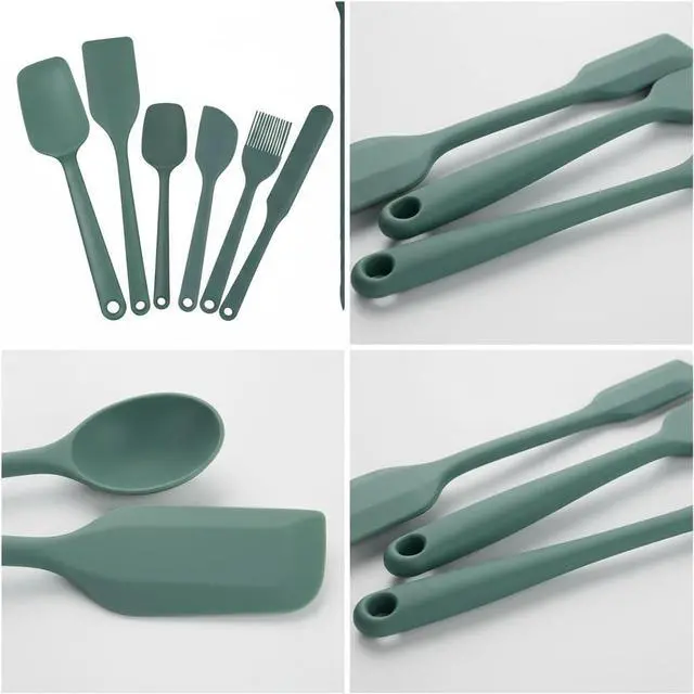 Alt view image 6 of 7 - 9Pcs Silicone Spatula Set,Flexible Small Spatula spoon, Kitchen Utensils for Baking, Mixing, Cooking, Frying, Jar Spatulas for Scraping,BPA-Free Heat Resistant cookware safe (Green)