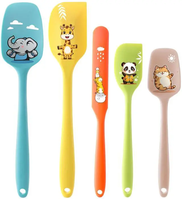 Main image of 5PCS Silicone Rubber Spatula Set, DQELFA Heat Resistant Food Grade Spatulas for kitchen Use, Cooking and Baking, Dishwasher Safe