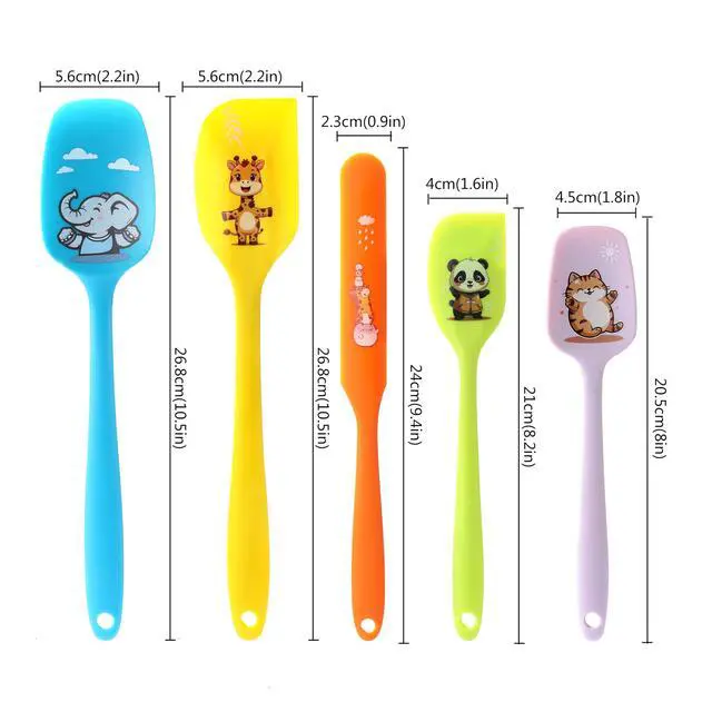 Alt view image 3 of 7 - 5PCS Silicone Rubber Spatula Set, DQELFA Heat Resistant Food Grade Spatulas for kitchen Use, Cooking and Baking, Dishwasher Safe