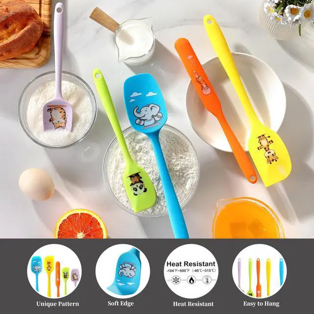 Alt view image 2 of 7 - 5PCS Silicone Rubber Spatula Set, DQELFA Heat Resistant Food Grade Spatulas for kitchen Use, Cooking and Baking, Dishwasher Safe