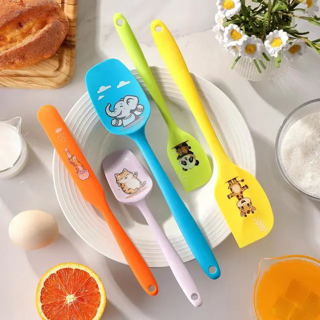 Alt view image 7 of 7 - 5PCS Silicone Rubber Spatula Set, DQELFA Heat Resistant Food Grade Spatulas for kitchen Use, Cooking and Baking, Dishwasher Safe