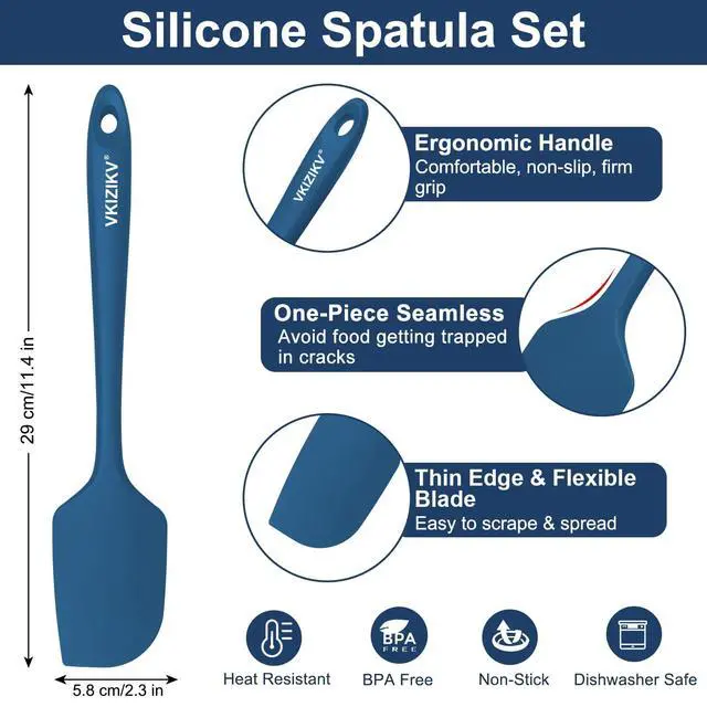 Alt view image 2 of 7 - 4 Pcs Silicone Spatula Set, 11.4 In, 600°F Heat Resistant (Blue)