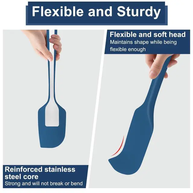 Alt view image 5 of 7 - 4 Pcs Silicone Spatula Set, 11.4 In, 600°F Heat Resistant (Blue)