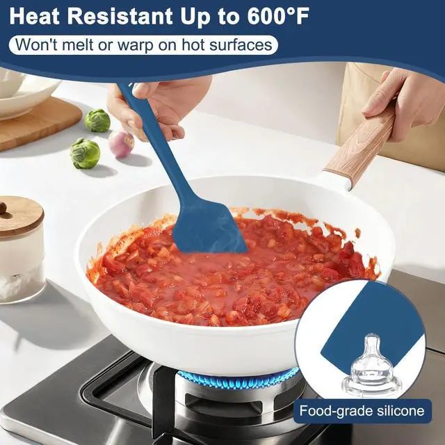 Alt view image 3 of 7 - 4 Pcs Silicone Spatula Set, 11.4 In, 600°F Heat Resistant (Blue)